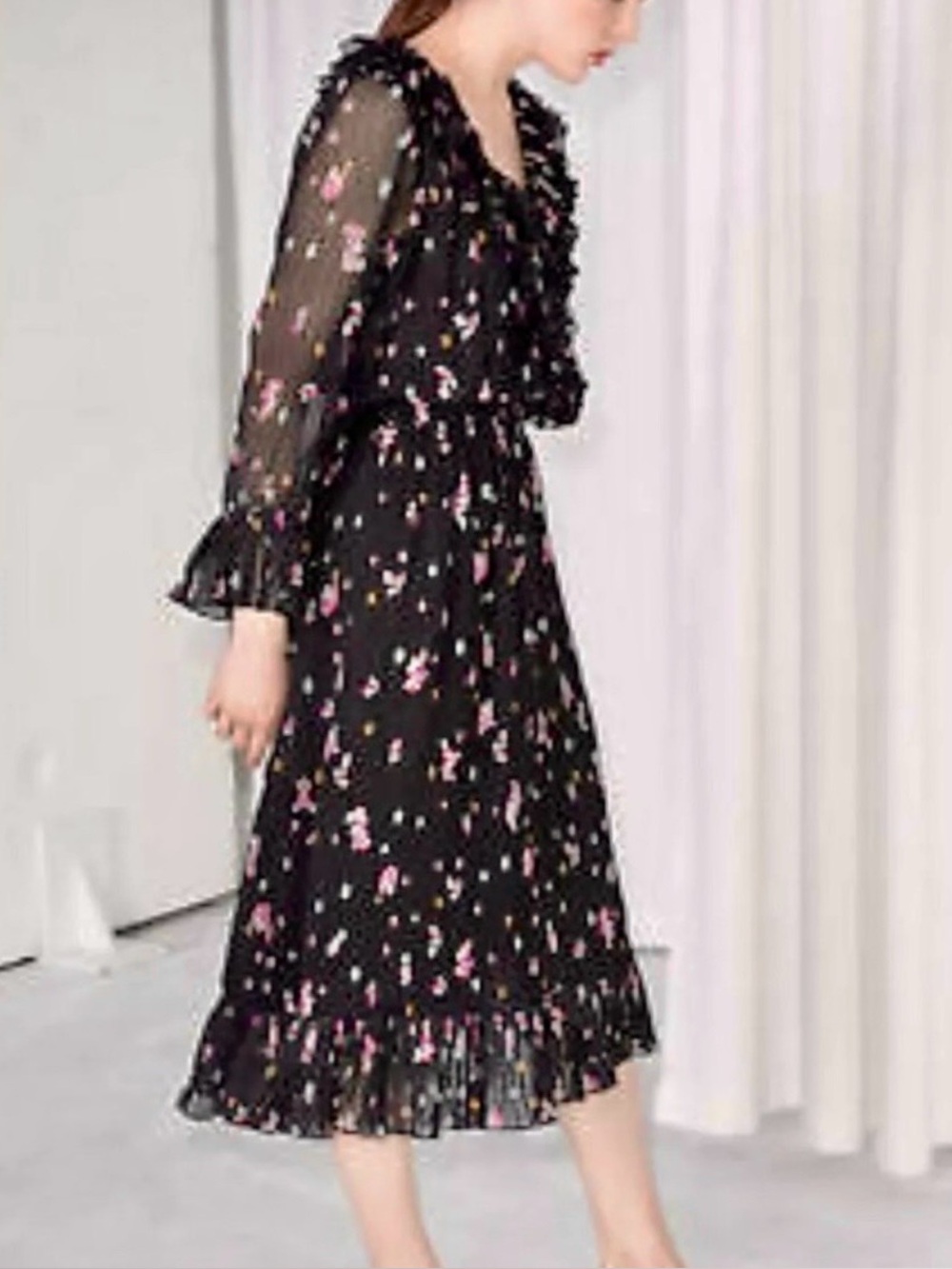& Other Stories Wrap Ruffle Midi Dress